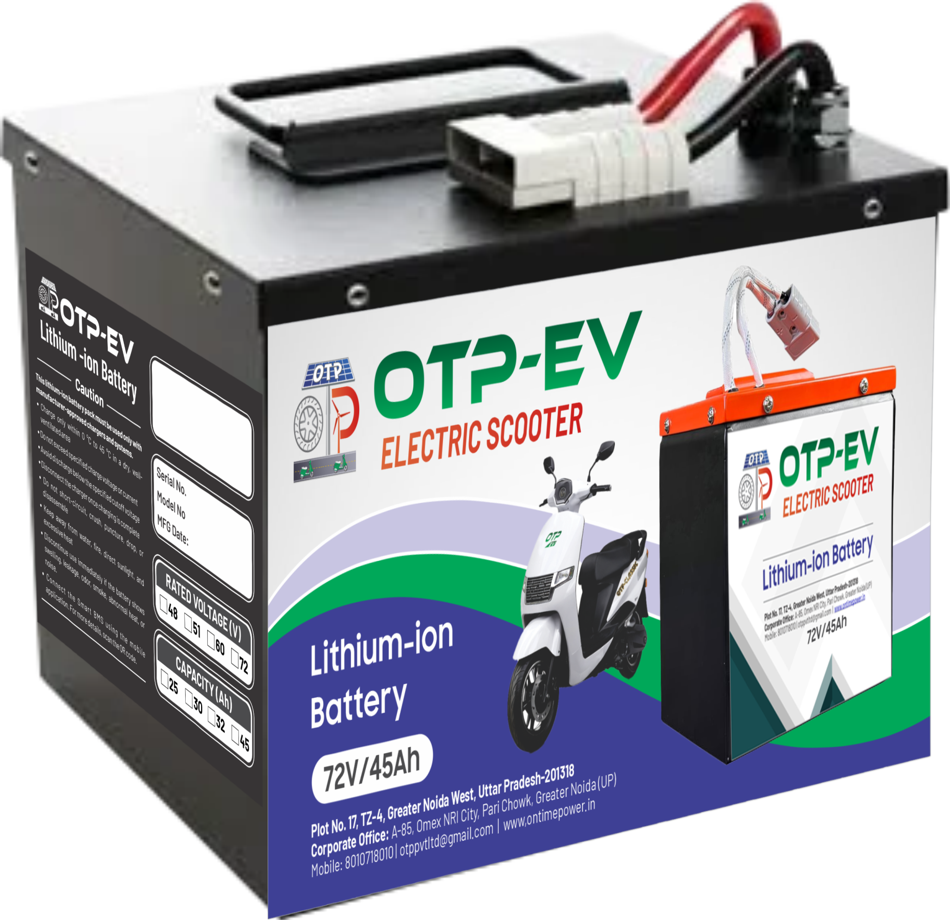 Lithium-Ion EV Scooter Battery – 72V 45Ah